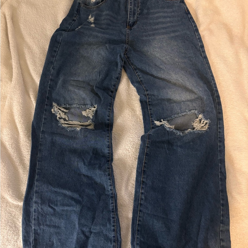 Distressed Blue Jeans